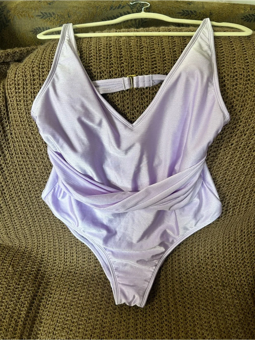 Lilac One-Piece Swimsuit with Draped Waist